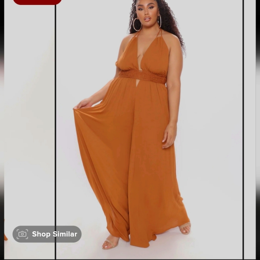 Fashion nova rust jumpsuit 1X NWT